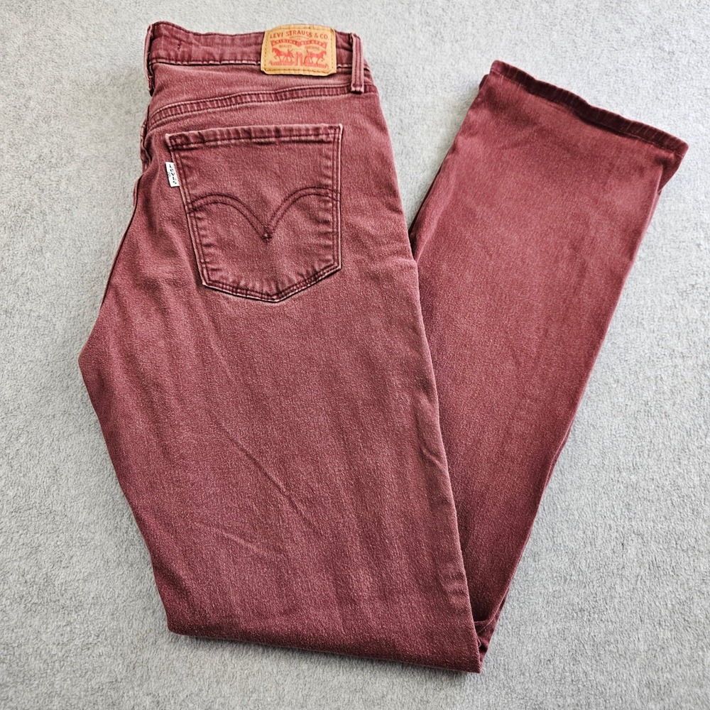LEVIS 514 | Straight Leg Jeans Mens 28x32 Burgundy Maroon Red Denim